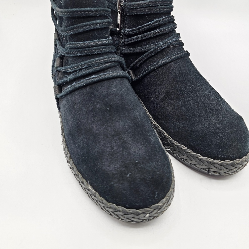 UGG Rianne Boots Women 5 Black Suede Ankle Booties Zipper Wrap Boho Southwestern - Picture 2 of 15